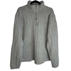 Ralph Lauren Polo Jeans Co. Size XXL‎ Grey Ribbed Half-Zip Sweater 100% Cotton